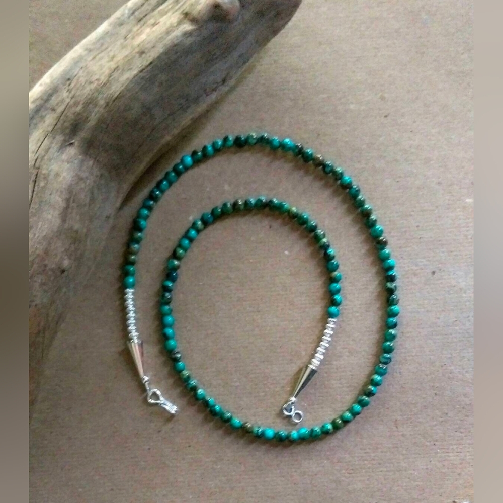 Kingman Turquoise Native American Sterling Silver Necklace NorthWestTradingCo.